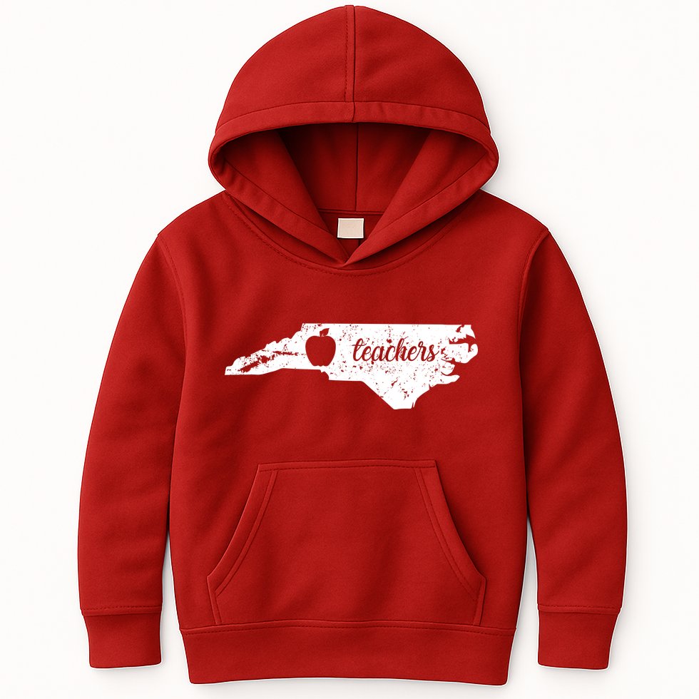 Distressed Red For Ed Teacher North Carolina Kids Hoodie