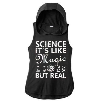 Distressed Science It's Like Magic But Real March For Science Ladies PosiCharge Tri-Blend Wicking Draft Hoodie Tank