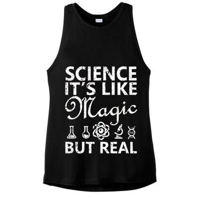 Distressed Science It's Like Magic But Real March For Science Ladies PosiCharge Tri-Blend Wicking Tank