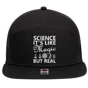 Distressed Science It's Like Magic But Real March For Science 7 Panel Mesh Trucker Snapback Hat