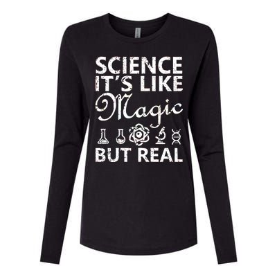 Distressed Science It's Like Magic But Real March For Science Womens Cotton Relaxed Long Sleeve T-Shirt