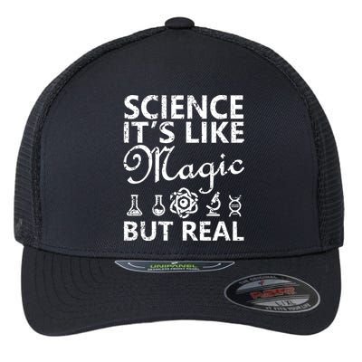 Distressed Science It's Like Magic But Real March For Science Flexfit Unipanel Trucker Cap