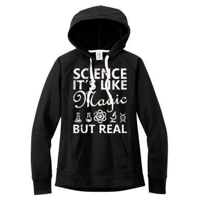 Distressed Science It's Like Magic But Real March For Science Women's Fleece Hoodie