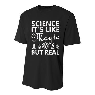 Distressed Science It's Like Magic But Real March For Science Youth Performance Sprint T-Shirt