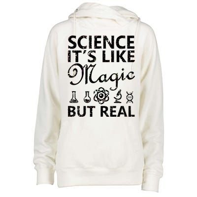 Distressed Science It's Like Magic But Real March For Science Womens Funnel Neck Pullover Hood