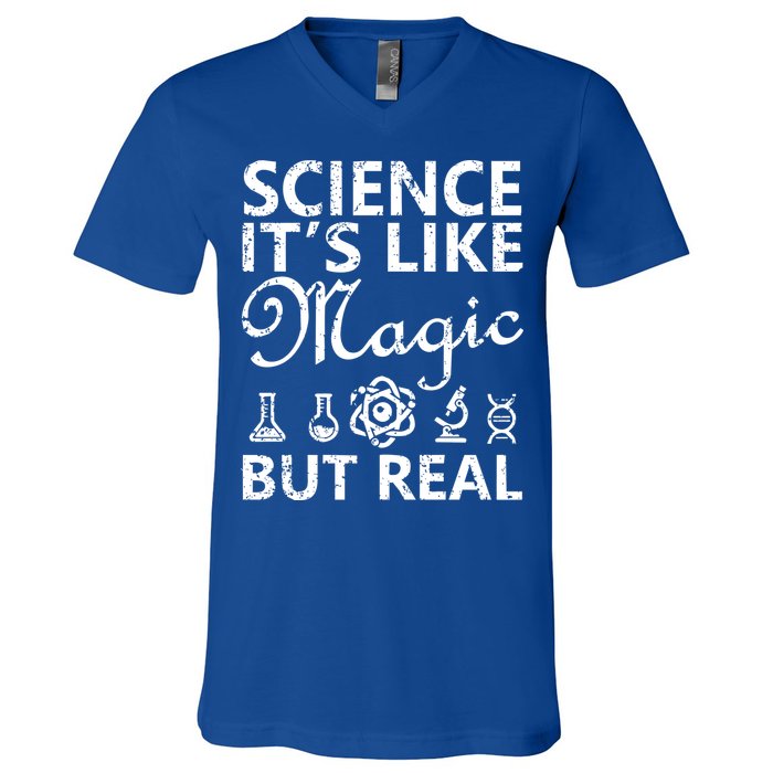 Distressed Science It's Like Magic But Real March For Science V-Neck T-Shirt