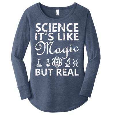 Distressed Science It's Like Magic But Real March For Science Women's Perfect Tri Tunic Long Sleeve Shirt