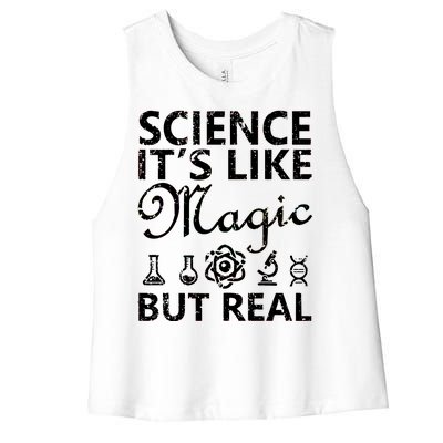 Distressed Science It's Like Magic But Real March For Science Women's Racerback Cropped Tank