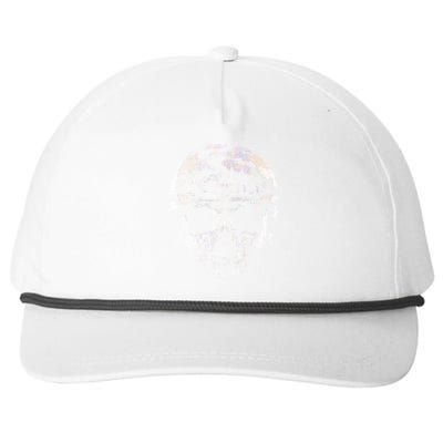 Distressed Skull Graphic Snapback Five-Panel Rope Hat