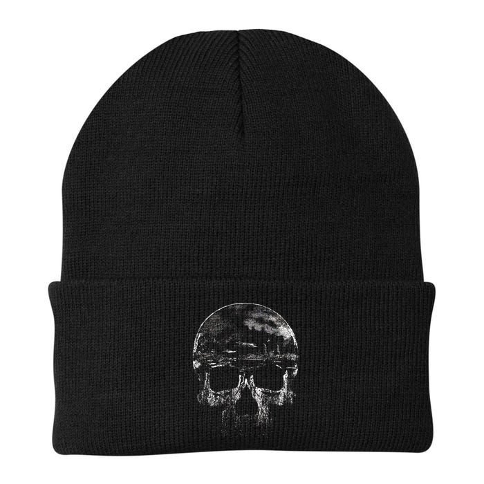 Distressed Skull Graphic Beanie