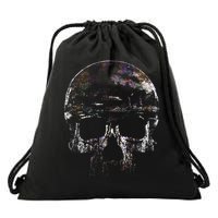 Distressed Skull Graphic Drawstring Bag