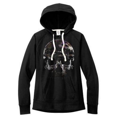 Distressed Skull Graphic Women's Fleece Hoodie