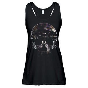 Distressed Skull Graphic Ladies Essential Flowy Tank