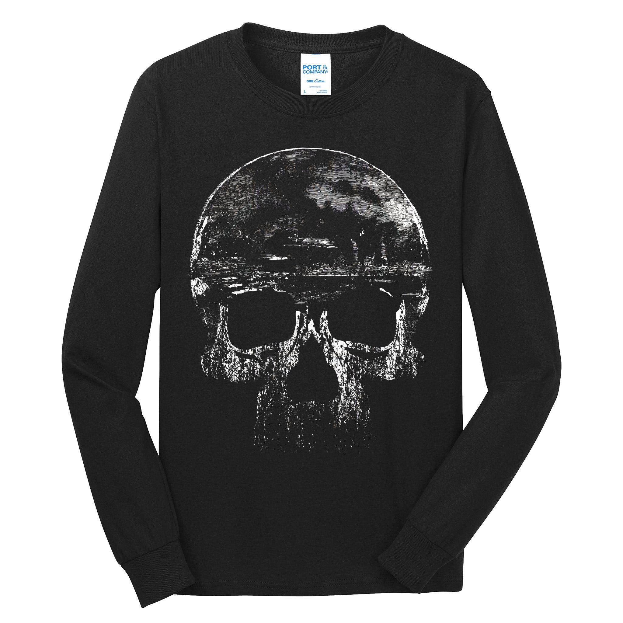 Distressed Skull Graphic Tall Long Sleeve T-Shirt