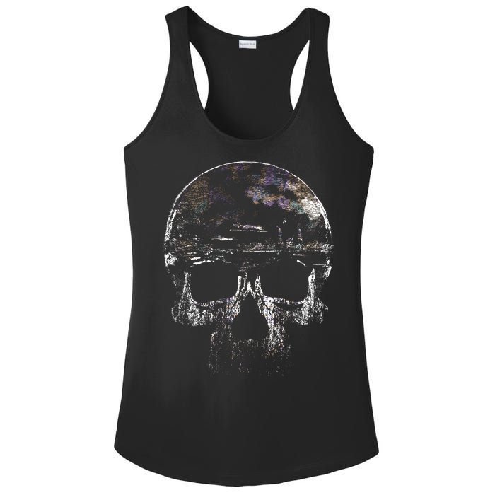 Distressed Skull Graphic Ladies PosiCharge Competitor Racerback Tank