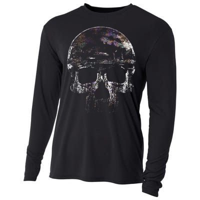 Distressed Skull Graphic Cooling Performance Long Sleeve Crew