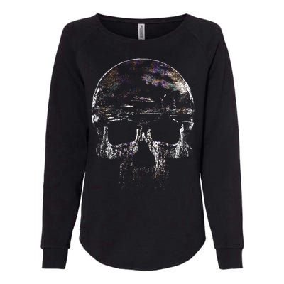 Distressed Skull Graphic Womens California Wash Sweatshirt