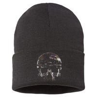 Distressed Skull Graphic Sustainable Knit Beanie