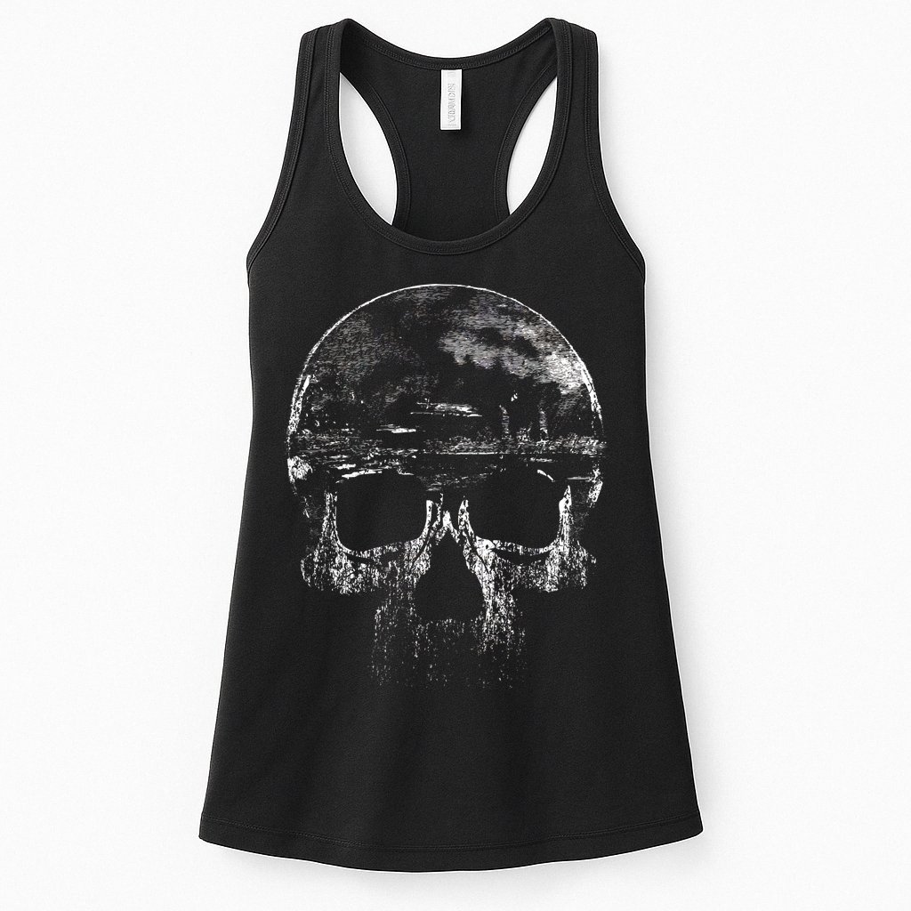 Distressed Skull Graphic Womens Tank Top