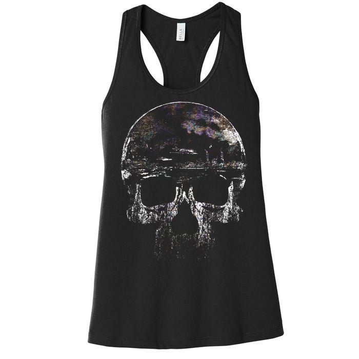 Distressed Skull Graphic Women's Racerback Tank