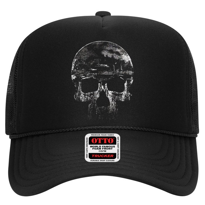Distressed Skull Graphic Trucker Hat