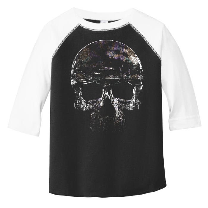 Distressed Skull Graphic Toddler Fine Jersey T-Shirt