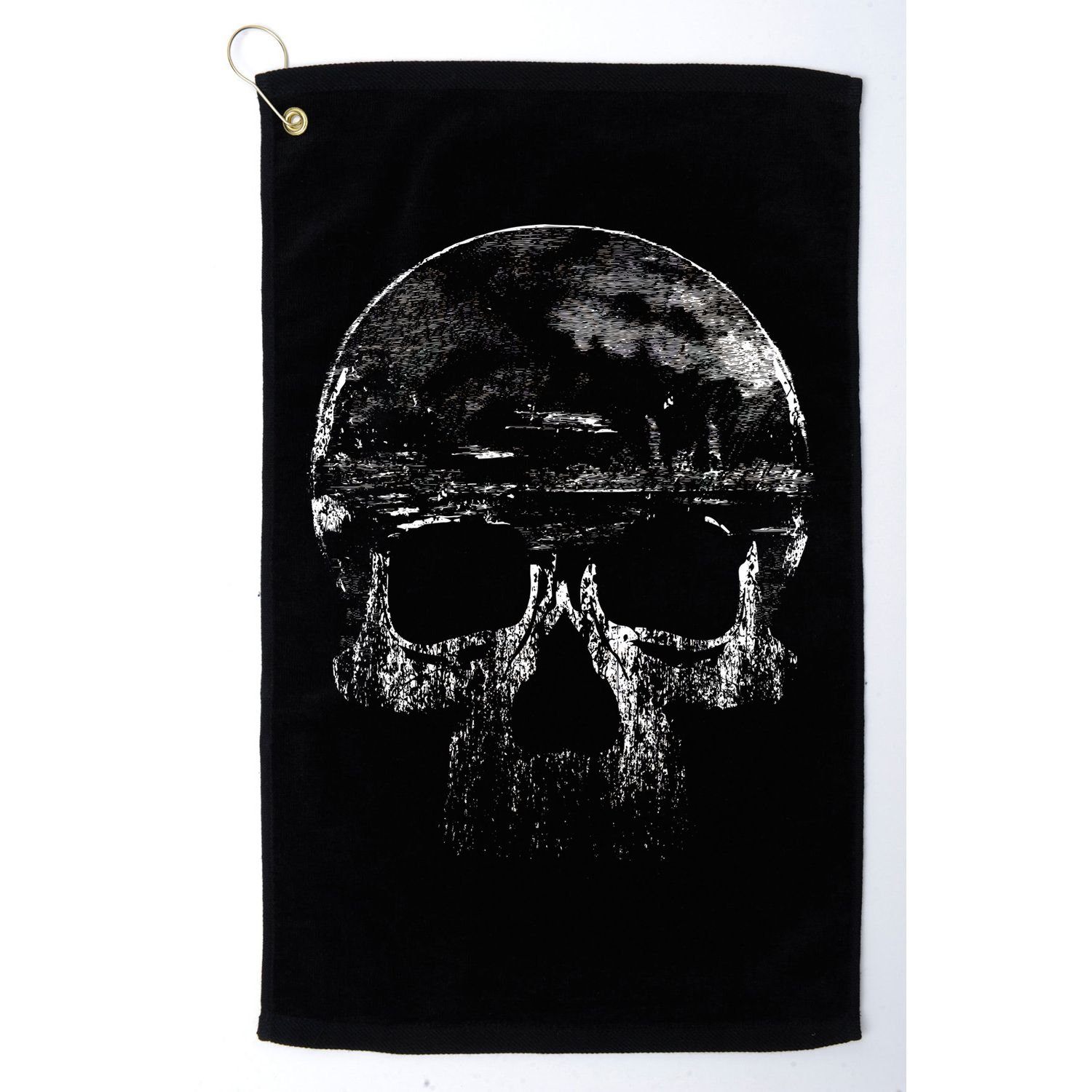 Distressed Skull Graphic Golf Towel