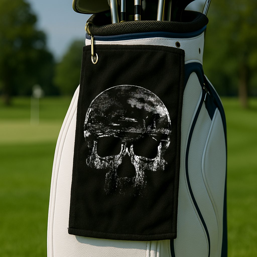 Distressed Skull Graphic Golf Towel