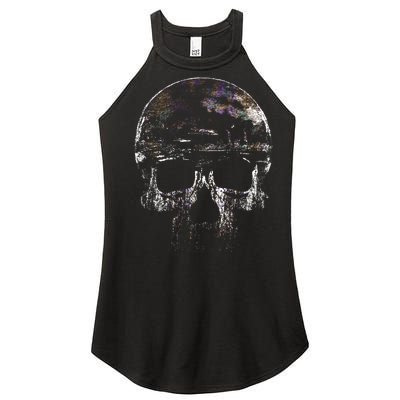 Distressed Skull Graphic Women’s Perfect Tri Rocker Tank