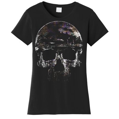 Distressed Skull Graphic Women's T-Shirt