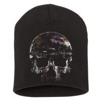 Distressed Skull Graphic Short Acrylic Beanie