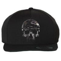 Distressed Skull Graphic Wool Snapback Cap
