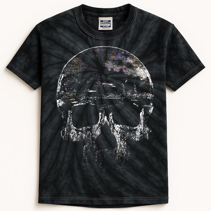 Distressed Skull Graphic Kids Tie-Dye T-Shirt