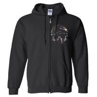 Distressed Skull Graphic Full Zip Hoodie