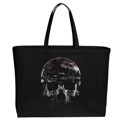 Distressed Skull Graphic Cotton Canvas Jumbo Tote