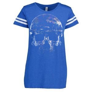 Distressed Skull Graphic Enza Ladies Jersey Football T-Shirt