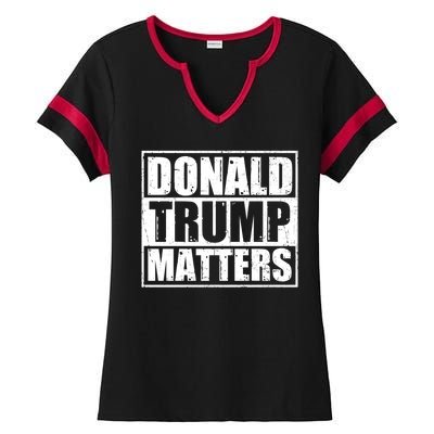 Distressed Straight Outta Donald Trump Matters Ladies Halftime Notch Neck Tee