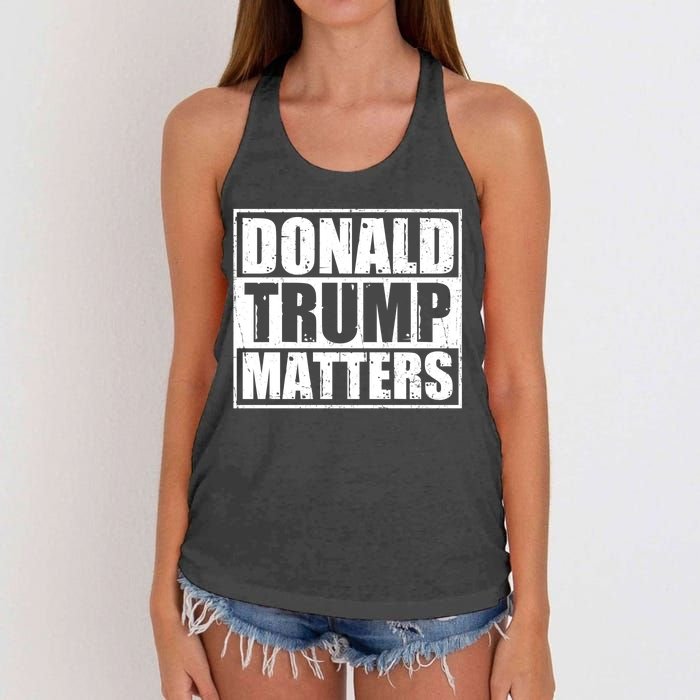 Distressed Straight Outta Donald Trump Matters Women's Knotted Racerback Tank