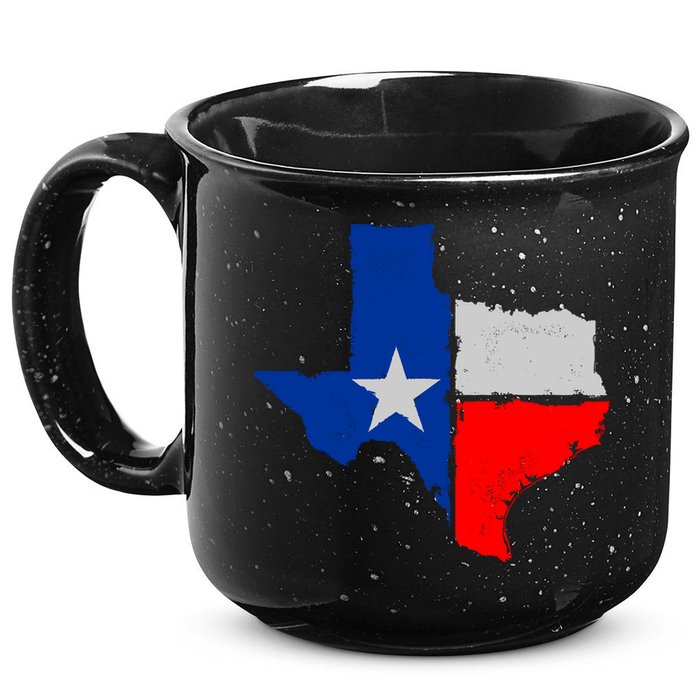 Distressed Texas State Map Flag 15oz Campfire Ceramic Mug