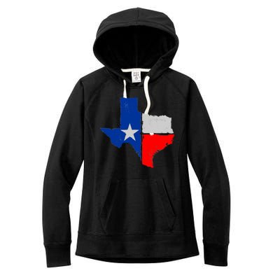 Distressed Texas State Map Flag Women's Fleece Hoodie