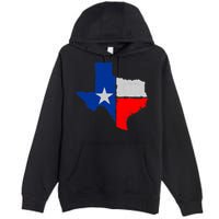Distressed Texas State Map Flag Premium Pullover Hoodie