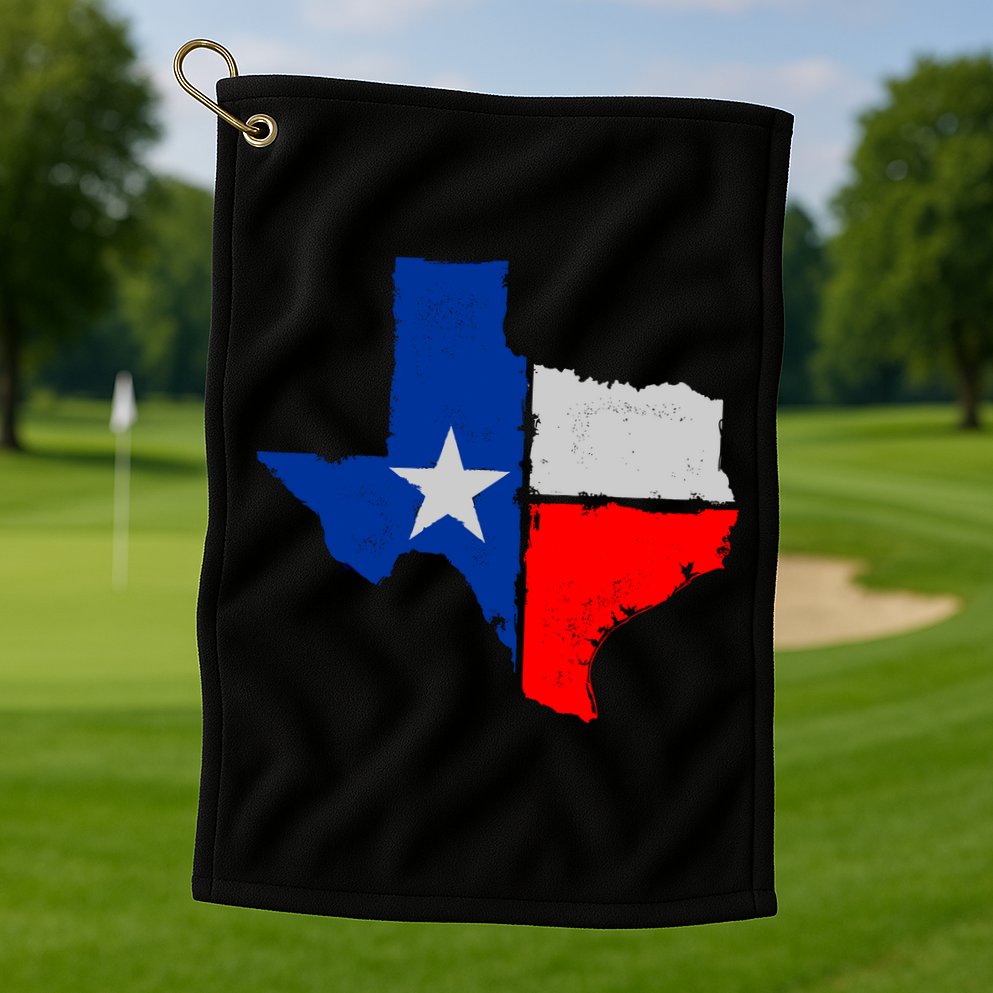 Distressed Texas State Map Flag Golf Towel