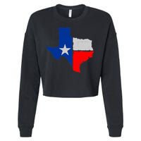 Distressed Texas State Map Flag Cropped Pullover Crew