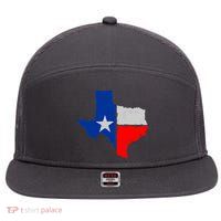 Distressed Texas State Map Flag 7 Panel Mesh Trucker Snapback Hat