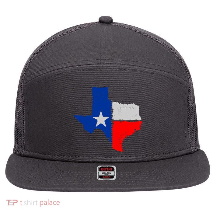 Distressed Texas State Map Flag 7 Panel Mesh Trucker Snapback Hat