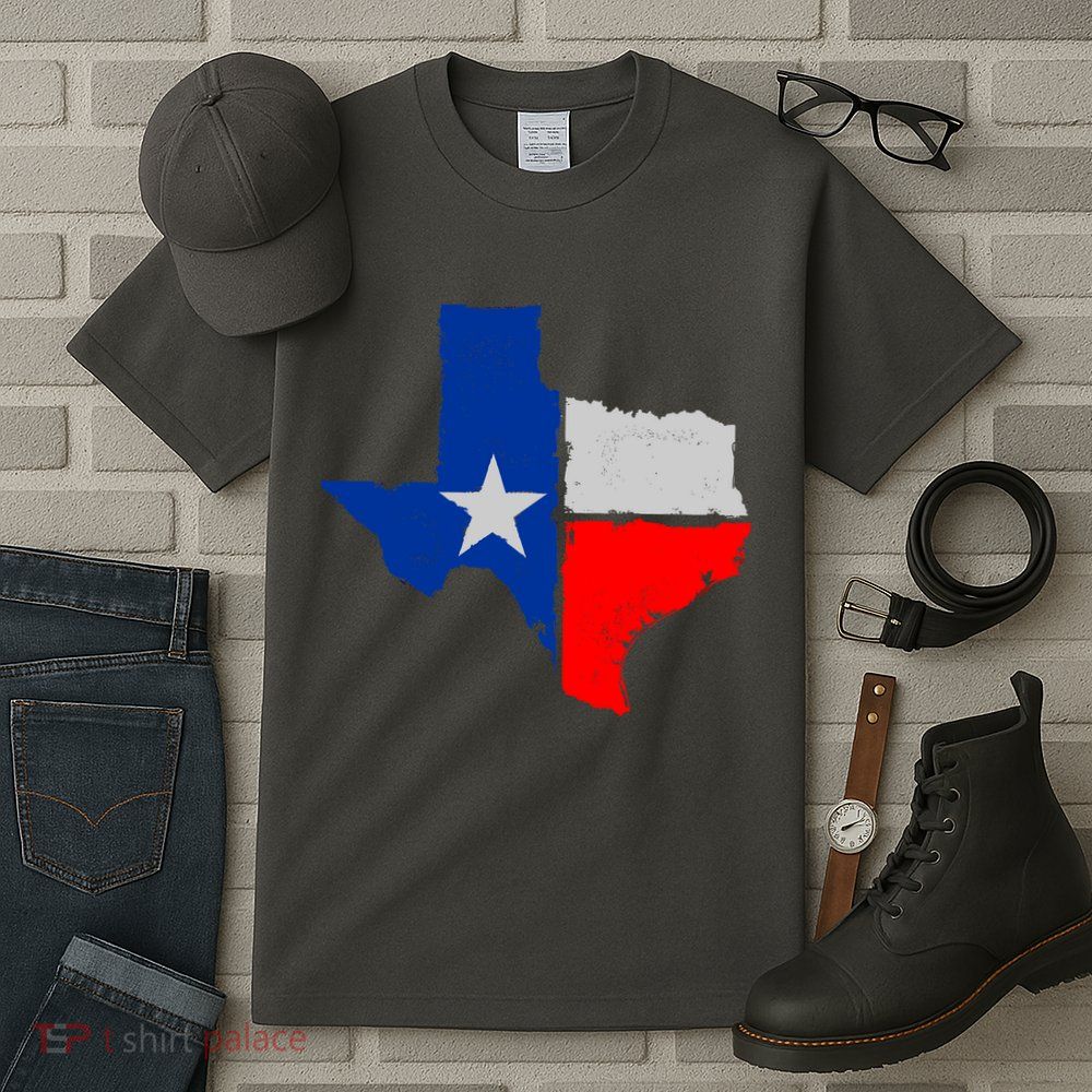 Distressed Texas State Map Flag Tall T-Shirt
