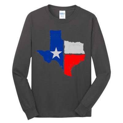 Distressed Texas State Map Flag Tall Long Sleeve T-Shirt