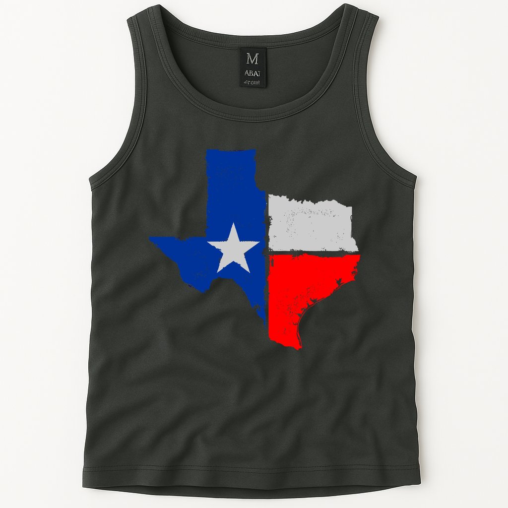 Distressed Texas State Map Flag Tank Top