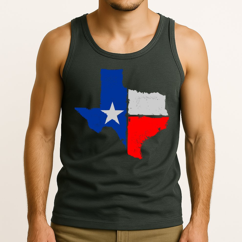 Distressed Texas State Map Flag Tank Top