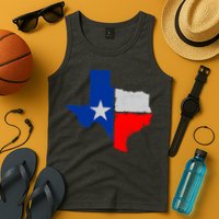 Distressed Texas State Map Flag Tank Top